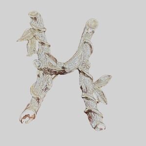 Sarah Coventry Monogram Letter H Brooch – Gold Tone Twig Bamboo Style‎